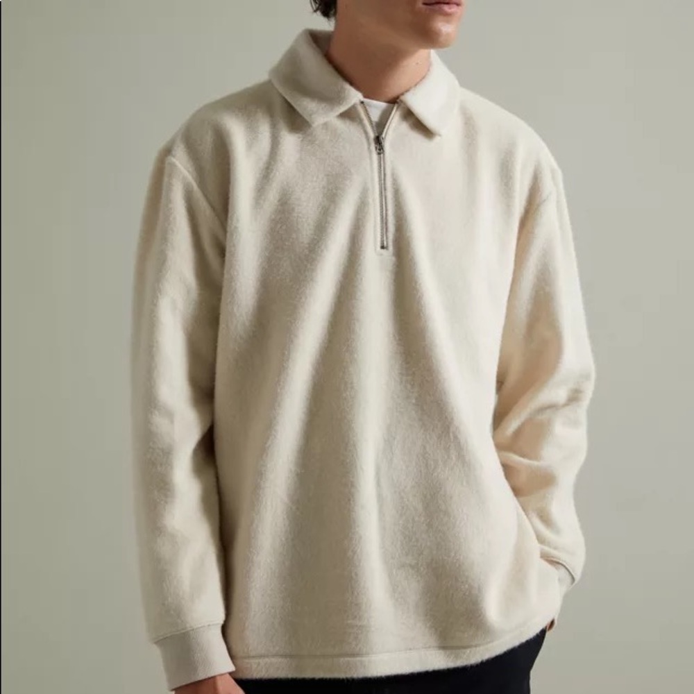 Urban Outfitter Wolf Fleece Half-Zip sweatshirt (white/cream)